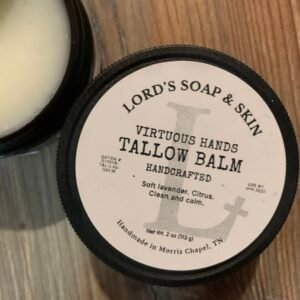 VIRTUOUS HANDS TALLOW BALM - (LAVENDER & LEMONGRASS EO BLEND) AMBER JAR 2 OZ