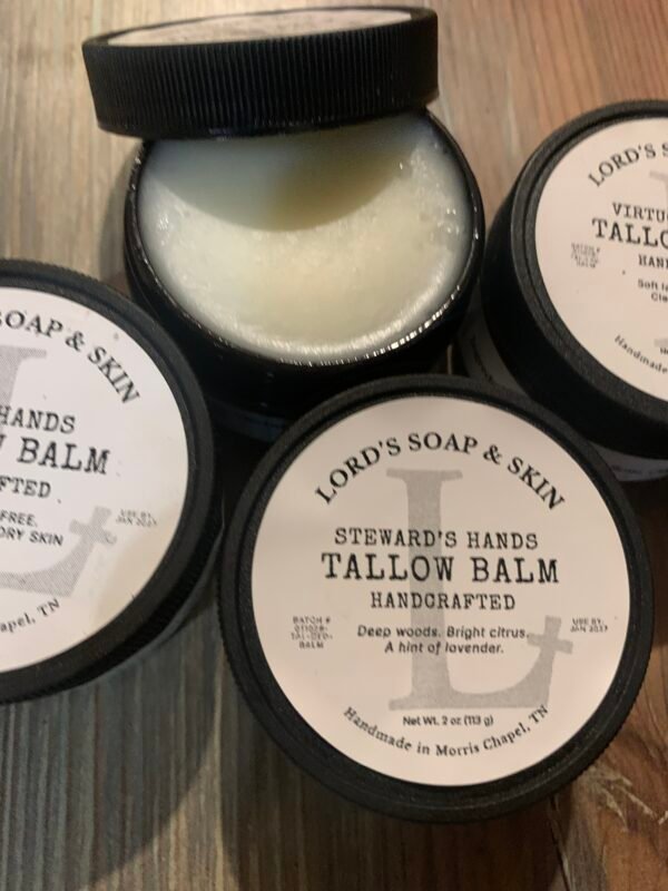 VIRTUOUS HANDS TALLOW BALM - (LAVENDER & LEMONGRASS EO BLEND) AMBER JAR 2 OZ