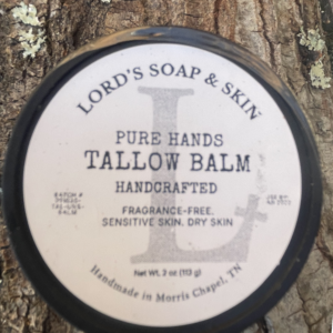 PURE HANDS - BARE TALLOW BALM (FRAGRANCE-FREE) AMBER JAR 2OZ