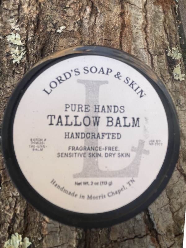 PURE HANDS - BARE TALLOW BALM (FRAGRANCE-FREE) AMBER JAR 2OZ
