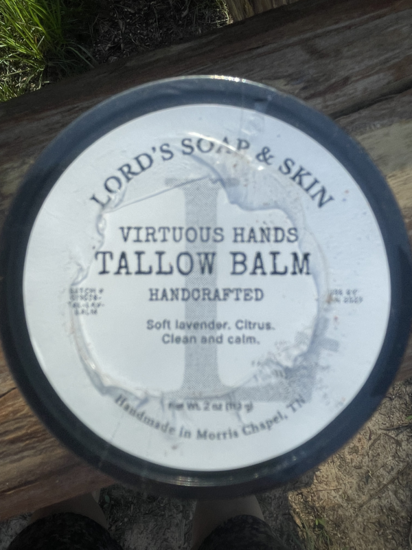 VIRTUOUS HANDS TALLOW BALM - (LAVENDER & LEMONGRASS EO BLEND) AMBER JAR 2 OZ