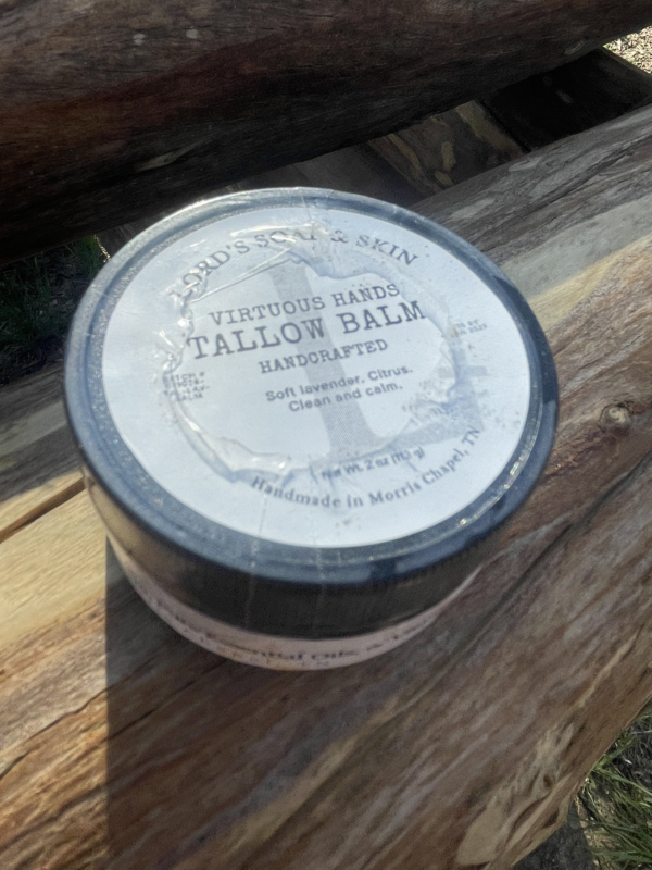 VIRTUOUS HANDS TALLOW BALM - (LAVENDER & LEMONGRASS EO BLEND) AMBER JAR 2 OZ