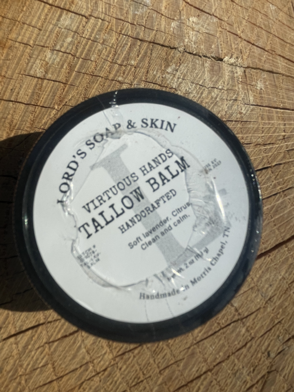 VIRTUOUS HANDS TALLOW BALM - (LAVENDER & LEMONGRASS EO BLEND) AMBER JAR 2 OZ