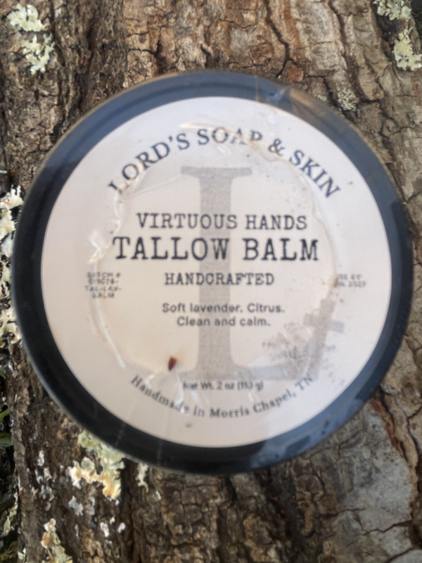 VIRTUOUS HANDS TALLOW BALM - (LAVENDER & LEMONGRASS EO BLEND) AMBER JAR 2 OZ
